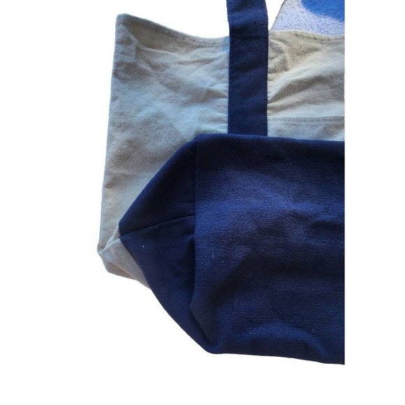 Trader Joes Reusable Canvas Cloth Tote Bag Grocery Navy Red Recycle Trendy - Picture 12 of 14